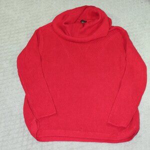 NWOT Talbots Sz L Cotton Modal Blend Oversized Red Cable Knit Cowl Neck Sweater